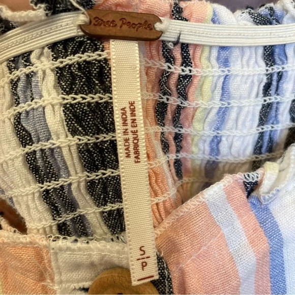 FREE PEOPLE Lilah Strapless Smocked Midi Dress Striped Size Small - Picture 6 of 10